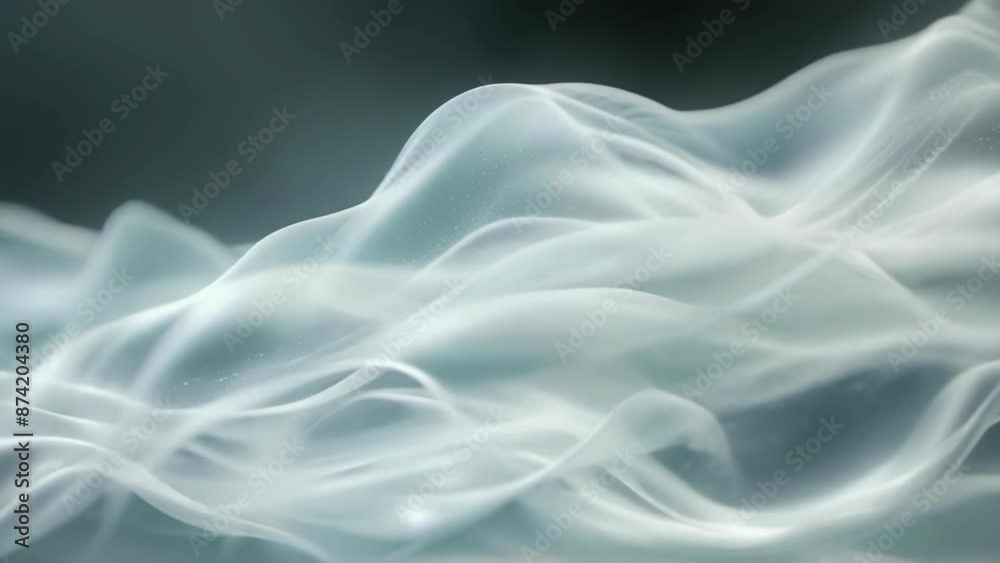 Wall mural an abstract image featuring soft, flowing fabric illuminated by light dots on a soft, dark backgroun