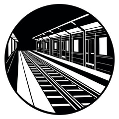 Train station with an unoccupied railroad platform
