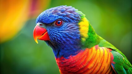 Naklejka premium Vibrant and detailed of a Rainbow Lorikeet, Rainbow lorikeet, bird, colorful, vibrant,detailed, exotic, tropical, feathers