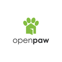open paw simple sleek creative geometric modern logo design