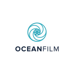 ocean film simple sleek creative geometric modern logo design