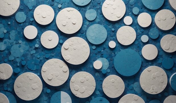 Blue and white concentric circles on blue background