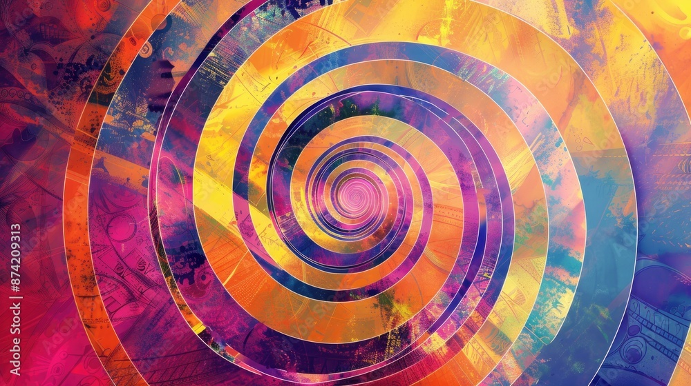 Poster vivid abstract design with surreal circular color pattern
