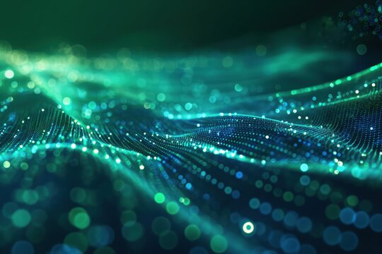 Digital technology speed connect blue green background, cyber nano information, abstract communication, innovation future tech data, internet network connection