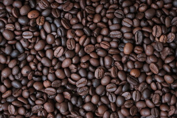 Roasted coffee beans for background