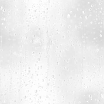 Seamless pattern of raindrops on glass, isolated on transparent background