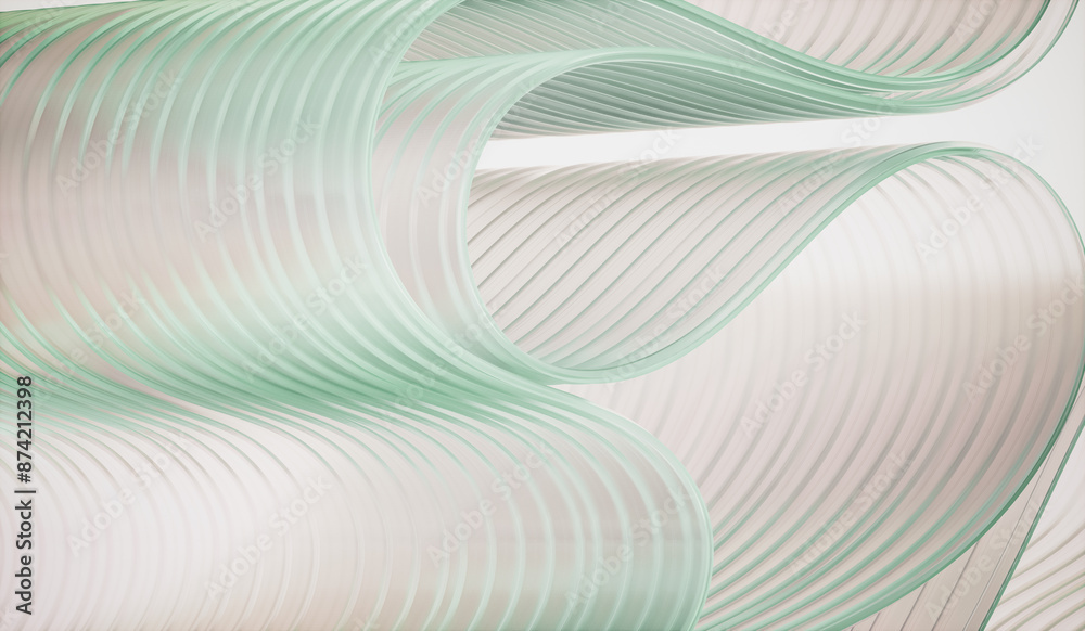 Poster 3d rendering of abstract layered crystal glass background.