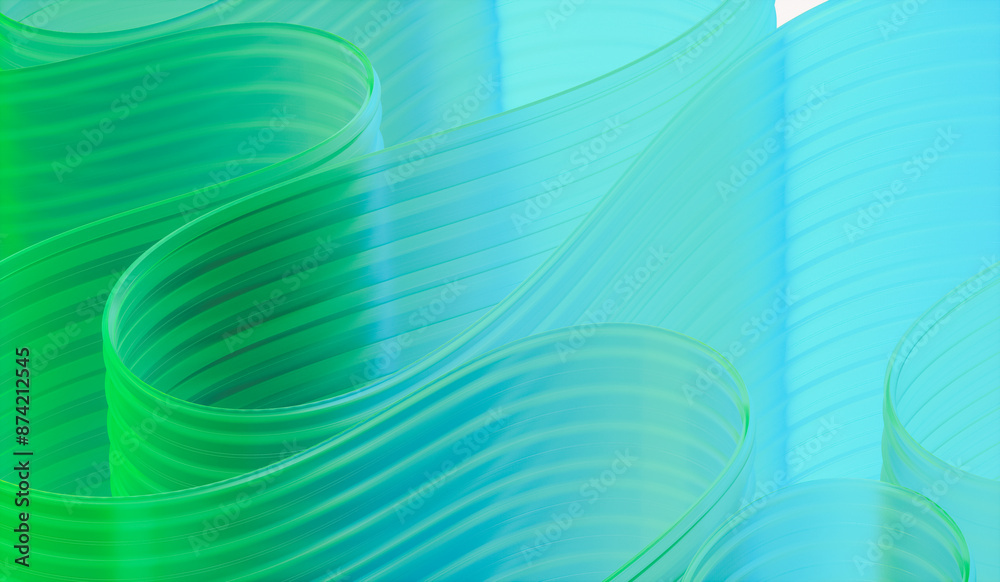 Poster 3d rendering of abstract layered crystal glass background.