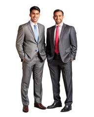 Laughing two business man standing   PNG file transparent background. 