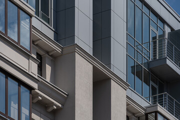Facade of a modern residential building, building texture