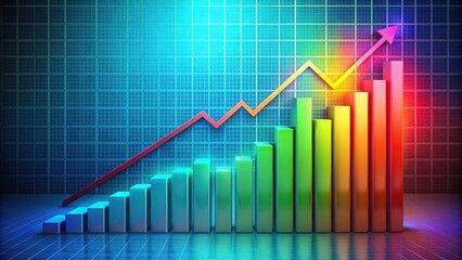 Fototapeta premium Vibrant chart displaying a steady upward trend , growth, success, data analysis, finance, stock market, investment