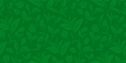 green leaves vector pattern background. Green tea leaf seamless pattern. tea leaves pattern background. seamless patterns with green leaves of tea.	
