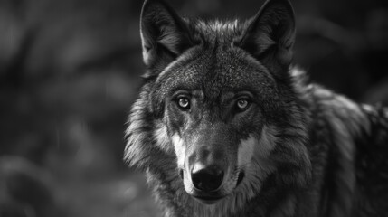 Fototapeta premium Wolf Portrait in Black and White.