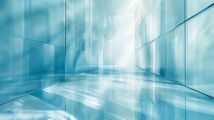 Fototapeta premium Sky Blue Hue Minimalistic Glass block space in a Modern Atmosphere, future smart office, business concept, Graphic Resources, Wallpapers, Brochure, Websites, banner design, Advertising, background