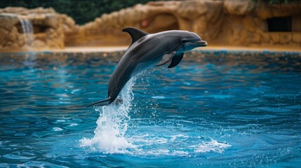 Naklejka premium Dolphin Leaping Out of Water.