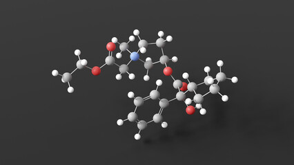 sofpironium molecule 3d, molecular structure, ball and stick model, structural chemical formula anticholinergic topical gel