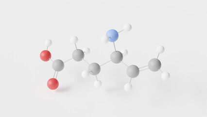 vigabatrin molecule 3d, molecular structure, ball and stick model, structural chemical formula gaba-mediated anticonvulsants