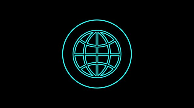 Line globe earth icon animation.