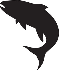Black fish silhouette vector design with white background illustration