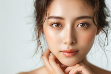Fototapeta premium Close-up of beautiful woman with perfect healthy glowing skin