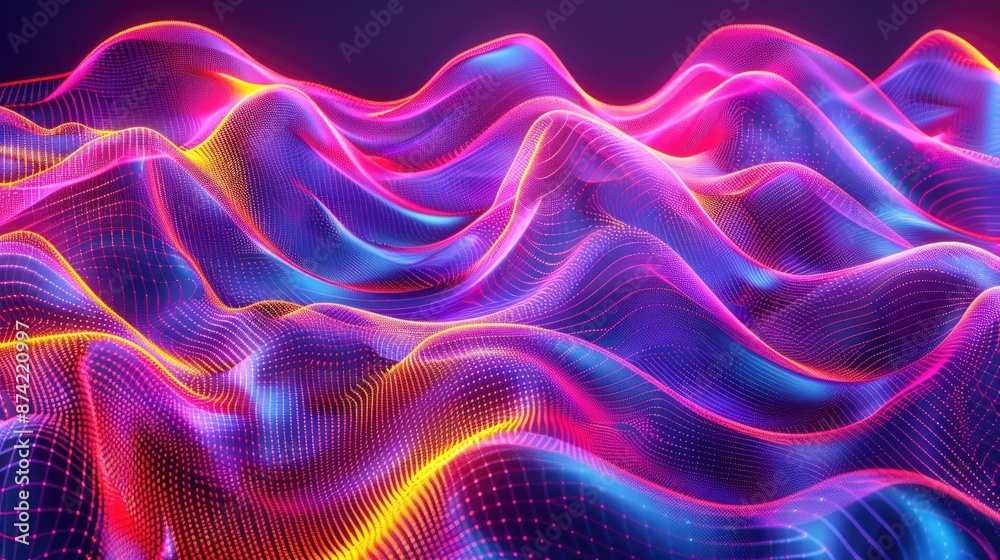 Sticker Background of neon light waves