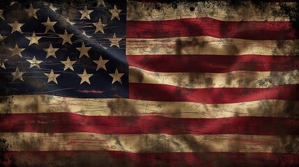 American flag in a grunge style, featuring distressed textures and a rugged look, perfect for a bold and edgy design.

