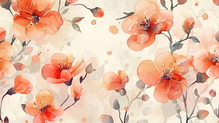 Watercolor spring flowers seamless pattern on a beige background for all hand painted prints
