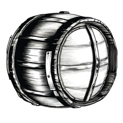 Barrel with Tap on Stand in Old Engrave Style