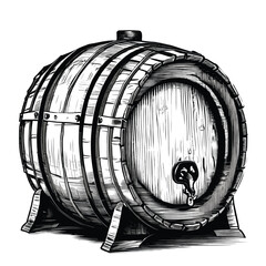 Barrel on Stand in Old Engrave Style