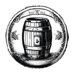 Decorative Barrel with Leaf Frame in Old Engrave Style