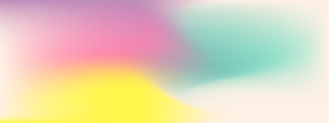 Romantic gradient sky pattern. Cirrus clouds wide gradient background. Pink, yellow, turquoise colors. Vector abstract concept. Fluffy mesh gradation multicolor background. Neon color blurred gradient