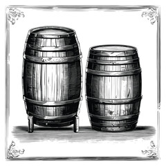 Two Barrels in Old Engrave Style