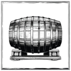 Barrel with Tap and Spout in Old Engrave Style