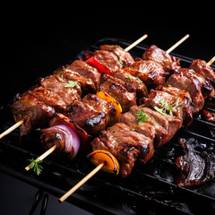 shish kebab on skewers