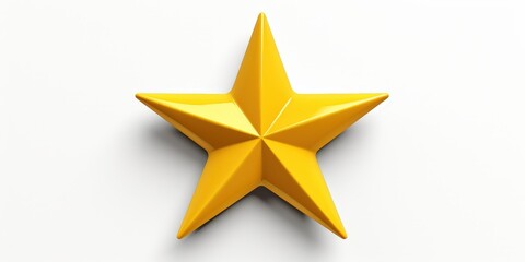 Fototapeta premium 3D rendering of a single shiny yellow star on a white background