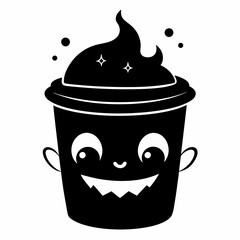 cute halloween coffee cup black vector silhouette