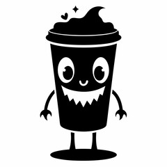 cute halloween coffee cup black vector silhouette