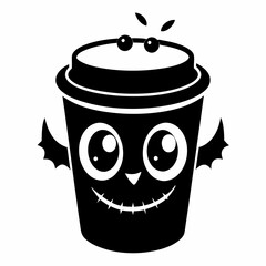 cute halloween coffee cup black vector silhouette