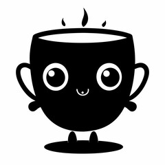 cute halloween coffee cup black vector silhouette