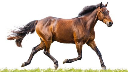 Obraz premium Elegant Horse Standing Against White Background, Majestic Animal Portrait