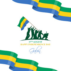 Vector illustration of Gabon Independence Day social media feed template