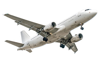 Naklejka premium Airplane on runway and ground with sky background, aviation transportation concept