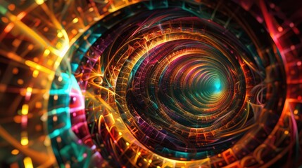 A mesmerizing array of colorful swirls and geometric patterns, forming a visually stunning and dynamic abstract composition.