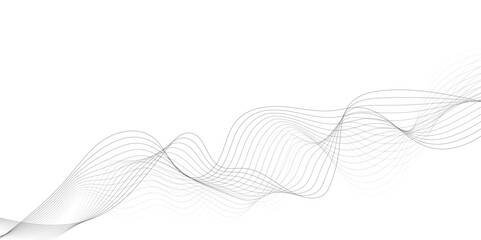 Fototapeta premium Abstract grey wavy lines Digital frequency track equalizer background. Curved wave smooth stripe seamless pattern. Wave lines created using blend tool. graphic design template banner business wave.