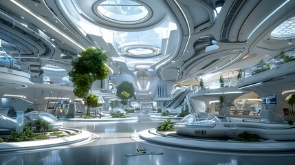 Fototapeta premium Realism of A futuristic healthcare facility with a focus on sustainability and advanced technology.. very detailed