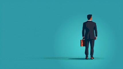 Fototapeta premium Businessman Standing Alone Facing a Bright Future