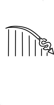 Dollar fall diagram icon lineart
