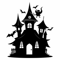 black fairy halloween witch house black vector silhouette