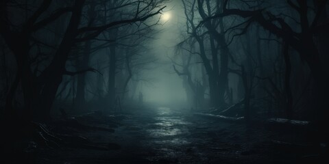 Obraz premium Mysterious Path in the Moonlit Forest