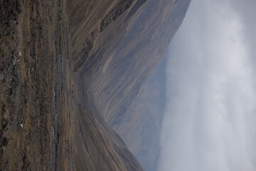 Stunning mountains and valleys in the fall in moody cloudy weather in Georgia